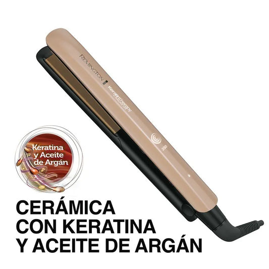Plancha Remington Keratin Therapy Pro - cerámica con queratina y aceite de argán